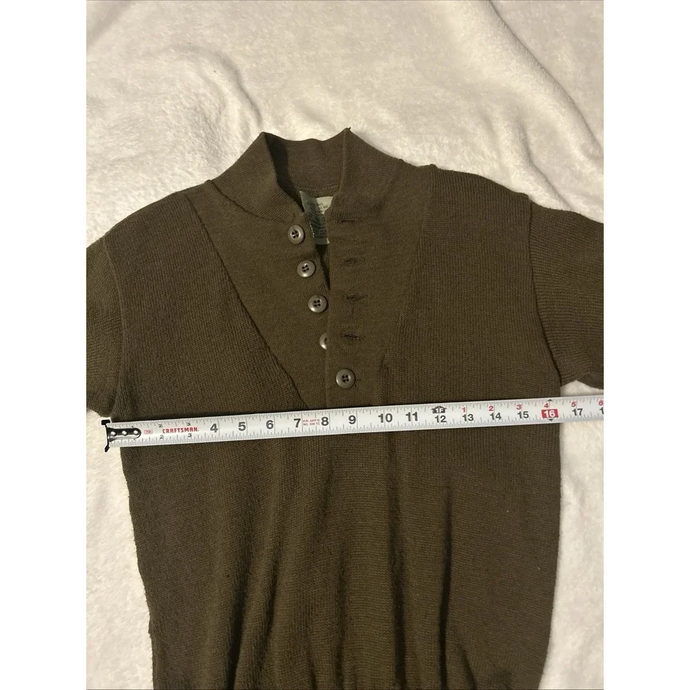 Vintage US Military 1982 Wool Blend 5 Button Henley Sweater Small OD Army